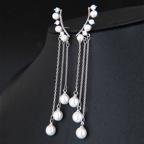 

tassel net red fashion versatile female long s925 silver needle girl stud earrings