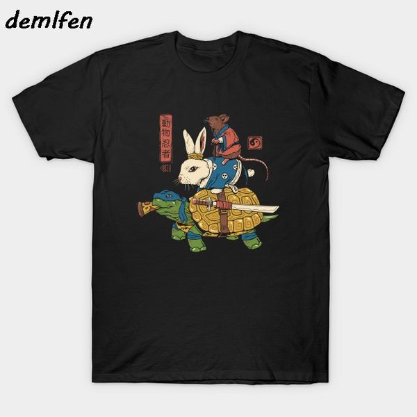 

sport anime funny kame, usagi and ratto ninjas t-shirt harajuku streetwear men short sleeve o-neck cotton shirt casual tees