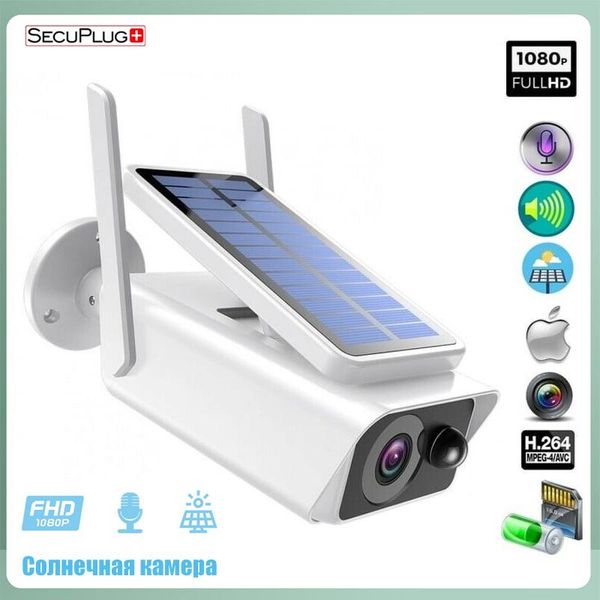 

solar wifi ip camera security camera 2.0mp hd wireless cctv outdoor video audio pir p2p rechargeable battery