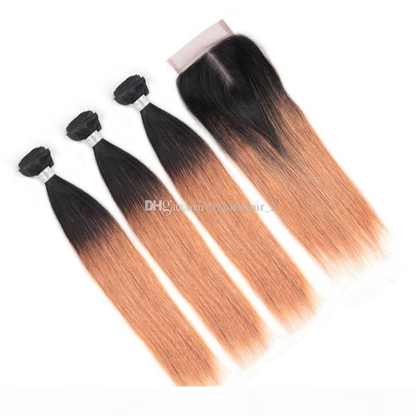 

honey blonde human hair weaves with lace closure straight ombre hair with lace closure 1b 27 strawberry blonde hair extension with closure, Black;brown