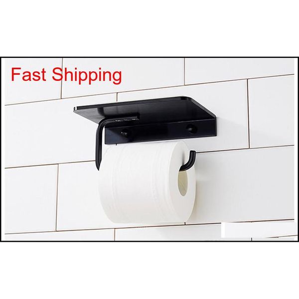 

silver black space aluminum paper holder with mobile phone shelf toilet paper holder waterproof wall mounted ba qylptr new_dhbest