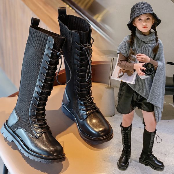 

ботинки новые моды осень дети высокой aadct 2020 для девочек марка детской обуви, Black;grey