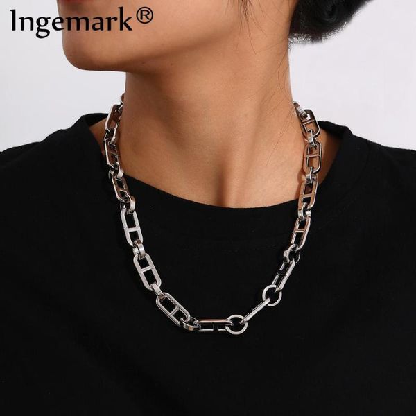 

goth punk u link chain choker necklace women statement not fade silver color chunky heavy metal chain men fashion jewelry 2021