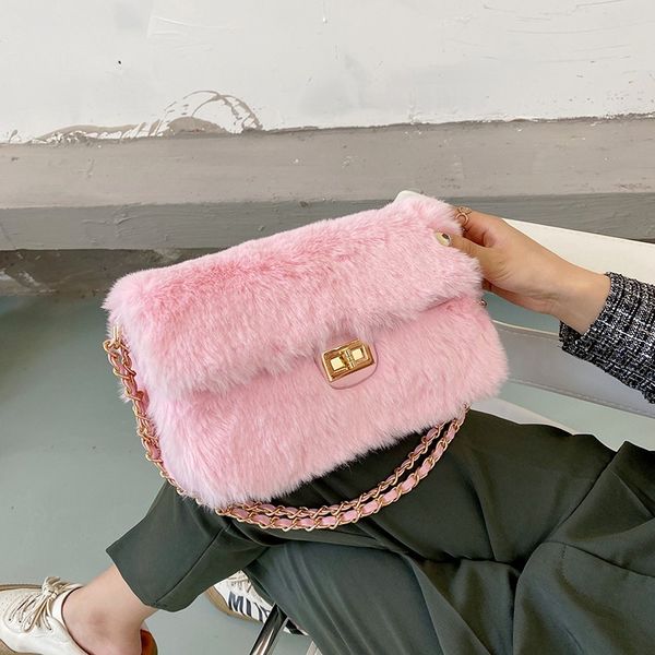

shoulder bags for women 2020 winter faux fur flap shoulder purse women chain crossbody bag luxury handbag and purs c1020