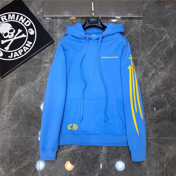 

20 fashion brand early autumn new sword horseshoe sanskrit printing fashion casual hooded crosin sweater for men and women, White