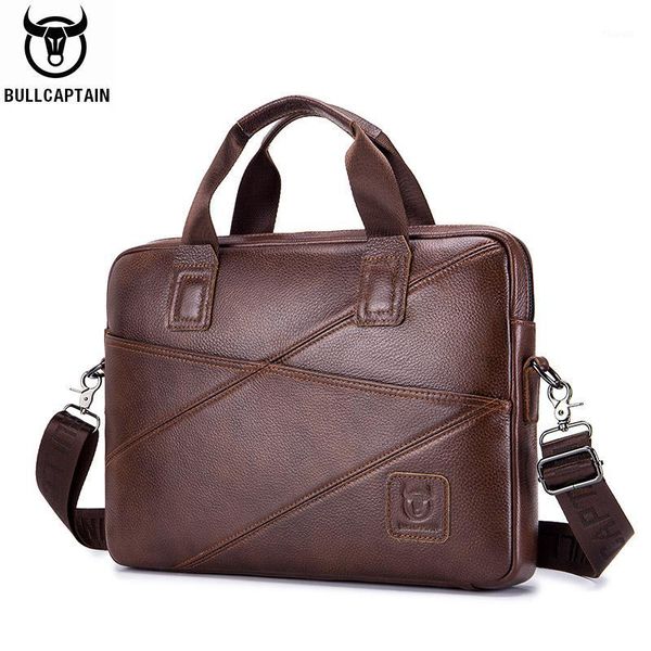 

bullcaptain men leather lapbag men's briefcase men handbag 15 inch computer bag1