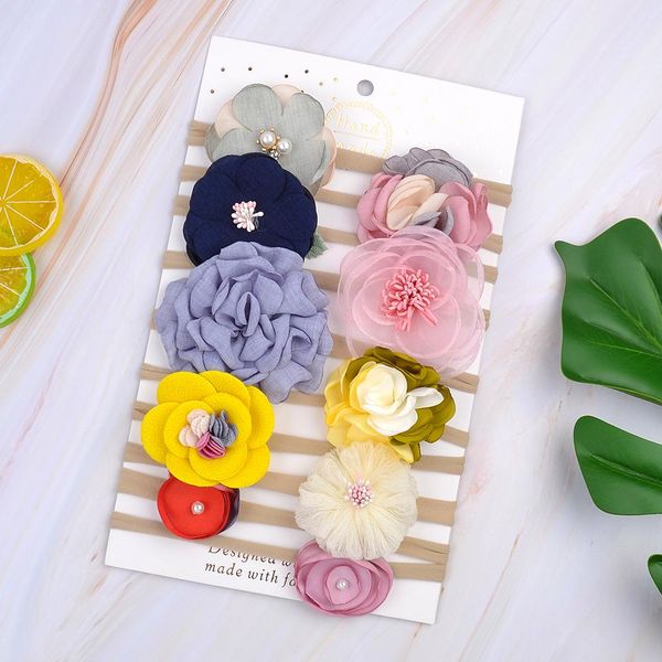 

1 set multiple style baby headbands cotton nylon bowknot flower cloth elastic hair band headwear hair accessories q sqckst