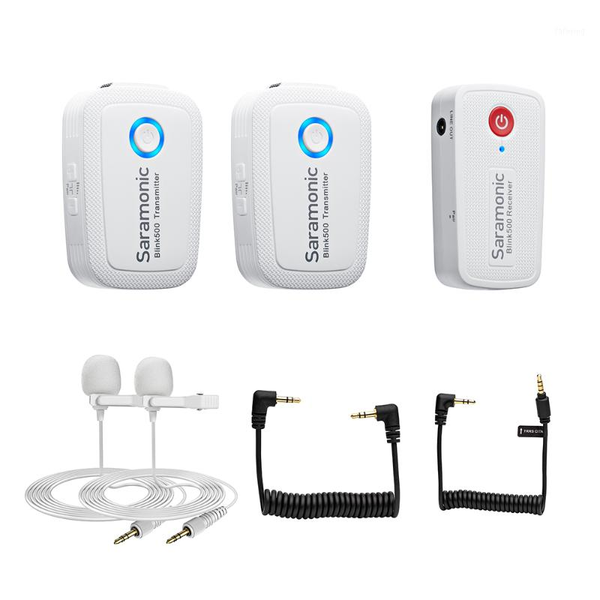 

microphones saramonic blink500 b1w / b2w white 2.4ghz dual-channel wireless microphone with lavalier interview mic for phone dslr1