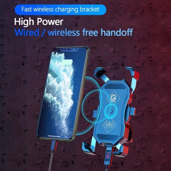 

15w motorcycle wireless charger holder fast charge cell mount for samsung iphone 11 motorbike atv mobile smart phone