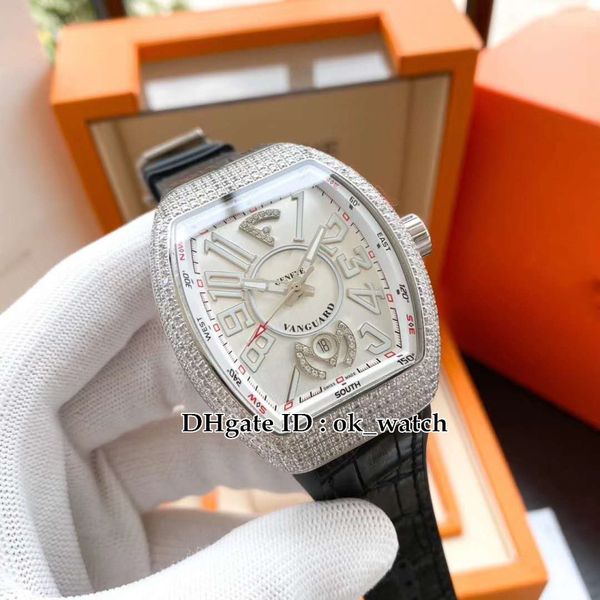 

New Best Edition Diamond Bezel Men's Collection Vanguard White Dial V 45 SC DT Automatic Mens Watch Gents Sport Watches