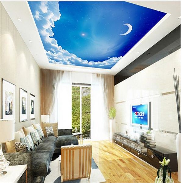 

dreamy white cloud starry sky moon ceilings living room ceiling mural ceiling wallpaper