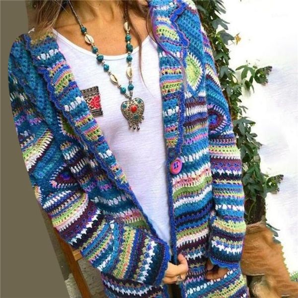 

ethnic style ladies sweater cardigans loose turn down collar long sleeves autumn coat casual soft female sweater1, White