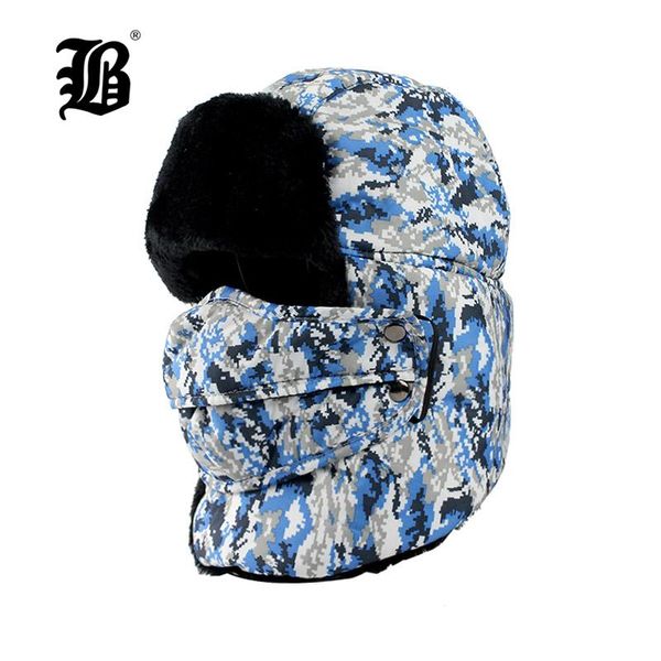 

flb] зима мужчины бомбардировщик hat earflap для женщин cap hat россии ветрозащитного камуфляжа кожезаменителя trapper охотничьего unisex f, Black;white