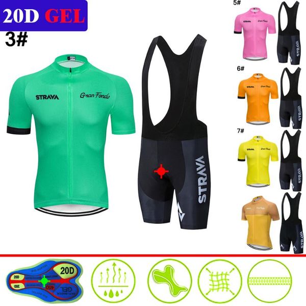

2020 strava new summer cycling jersey men set maillot ropa ciclismo bicycle clothing mtb bike uniform cycling bib shorts suit, Black;blue