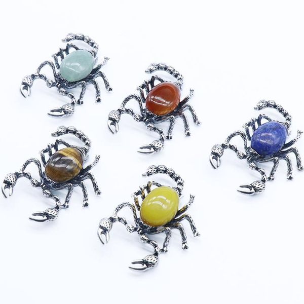 

wholesale 10 pcs silver plated scorpion shape many colors quartz stone pendant for gift fashion jewelry