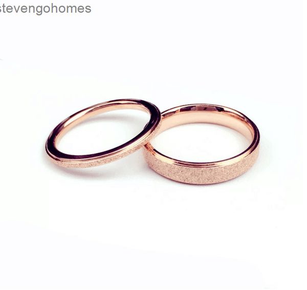 

popular 2mm4mm6mm stainless sand frosted pearl titanium steel lovers ring hand jewelry, Silver
