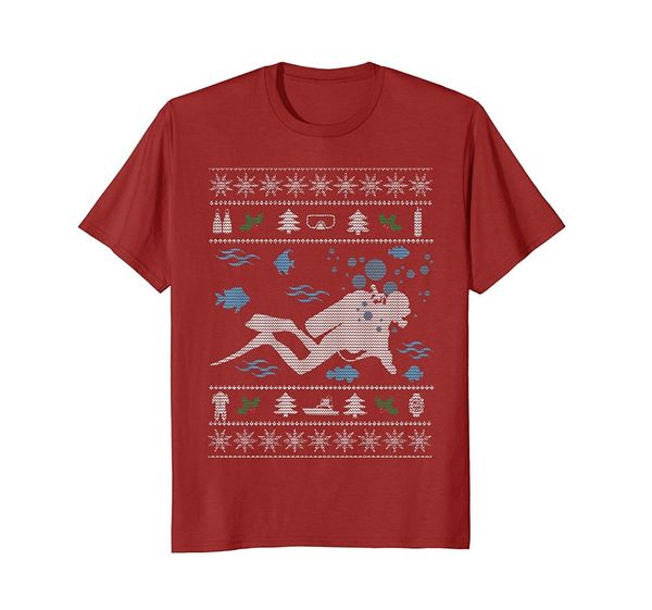 

new 2019 cotton scuba diver ugly christmas sweater short sleeve hoodie designers t shirts sweatshirt