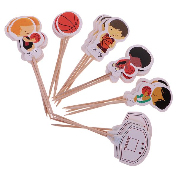 

24 pieces basketball boy cupcake picks cake ers party favors decoration