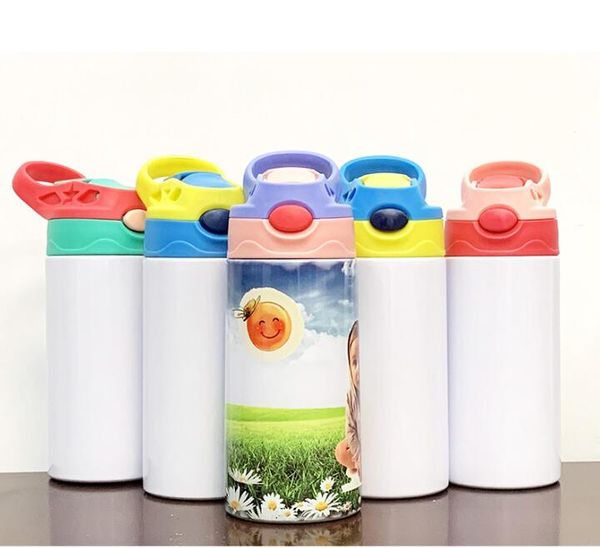 Sıcak 350 ml Çocuk Sippy Kupası 12 oz Süblimasyon DIY Çocuk Su Şişesi Tumbler Boş 316 Paslanmaz Çelik Çift Duvar Vakum Yalıtımlı Kupa Bardaklar