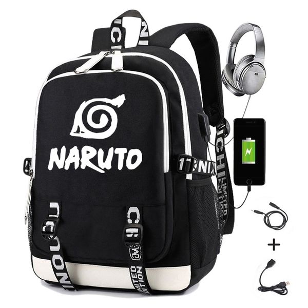 

naruto backpack for boys girls student school bag with usb charging printing gaara sasuke uchiha lapcasual travel backpack c1009
