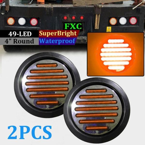 

dc 12v 2pcs 4 inch 49led round truck trailer trailer tail light pickup ute utv waterproof antirust car styling accessories1