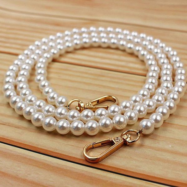 

european and american personalized 10cm pearl beaded necklace diy braided bag chain abs decoration, Silver
