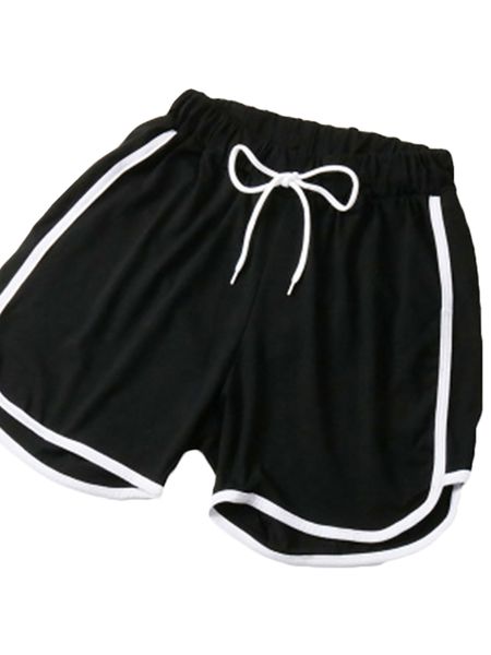 

female sport shorts high waist sports short casual trousers for women, black/dark gray/orange/blue, White;black