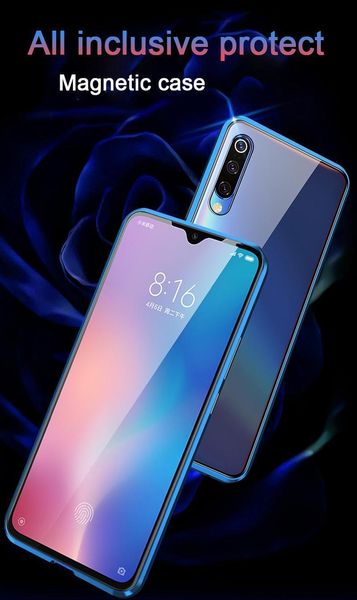 

metal magnetic double side glass phone case for xiaomi redmi 8 8a note 8 7 k20 pro phone cover for mi 9 9e bbyifc bde_home