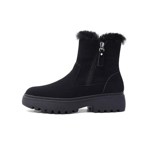 

leosoxs women boots platform snow boots women winter shoes plus size plush warm winter thick sole ladies casual shoes, Black