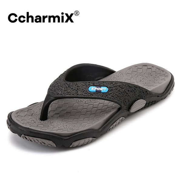 

ccharmix mens flip flops summer men's new style rubber soft shoes outdoor beach men's slippers massage men water footwear y200706, Black