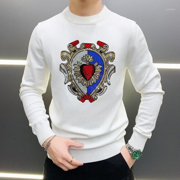 

new men's sweater 2021 design hip-hop cashmere custom black white diamond exquisite knitted pullover1, White;black