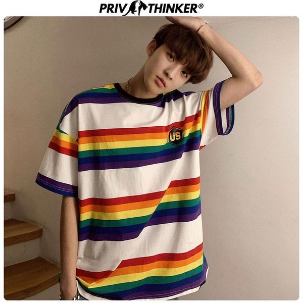 

men's t-shirts 2021 o-neck rainbow tshirt for mens summer harajuku t-shirt male casual colorful men funny clothing1, White;black