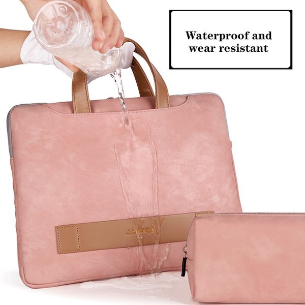 

portable light pu leather women 15.6 inch women's briefcase laphandbag woman tote notebook bag business pink