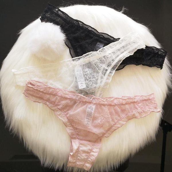

women's panties tail lace woman's lingerie breathable transparent seamless g-string underwear, Black;pink