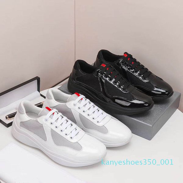 

men america cup xl leather sneakers patent leather flat trainers black mesh lace-up casual shoes outdoor runner trainers k01