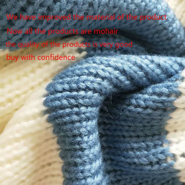 

long sleeve mohair colorblock sweater winter autumn woman sweaters pullovers casual knitted striped fuzzy fluffy sweater 201204, White;black