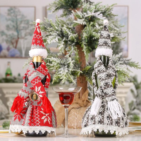 

luanqi с рождеством бутылки вина свитер обложка сумка санта-клаус вязаную шапочку xmas главная dinner party decor бутылка красного вина сумк