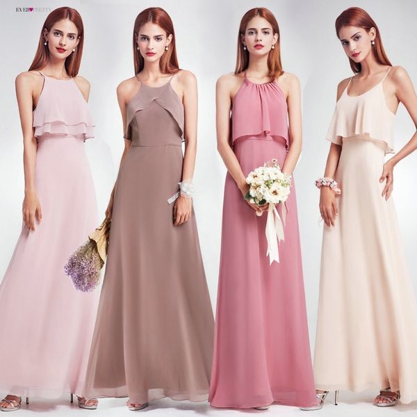 

elegant bridesmaid dresses ever pretty ep07130 long chiffon dress a-line ruffle bridesmaid for wedding party guest dress y200109, White;black