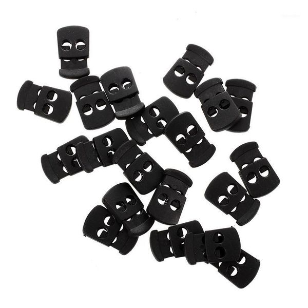

20 pieces 5.5mm dia dual hole bean cord locks ends sers black1, Black