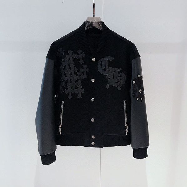 

luxury high end autumn and winter croxin same fashion brand thickened cotton jacket men's winter cross embroidered pilot baseball jacke, Black