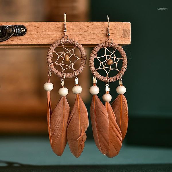 

long feather earrings female tassel bohemian exaggerated earrings alloy leaf shape for friends gift accessories wholesale1, Golden;silver