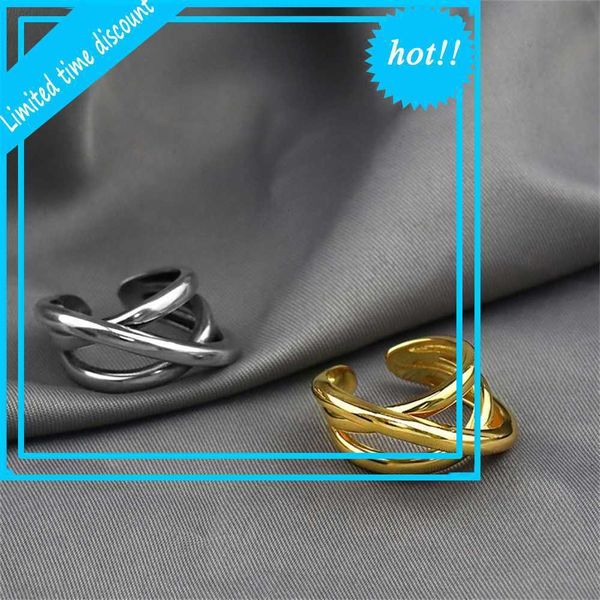 

new irregular winding geometric opening women's ring jewelry, Golden;silver
