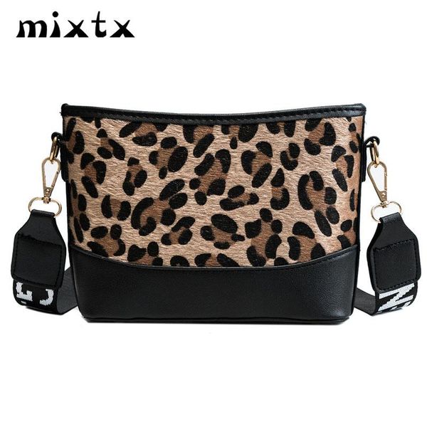 

mixtx 2020 осени женщина leopard сумка pu велюр лоскутной crossbody блуждающей сумки женские два погон сумка