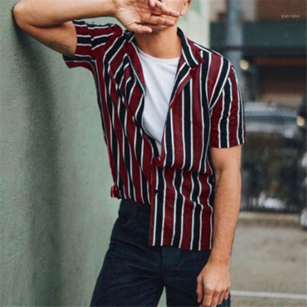 

new men's short sleeve summer casual shirt striped button-down shirt formal office work wear chemise homme camicia da uomo1, White;black