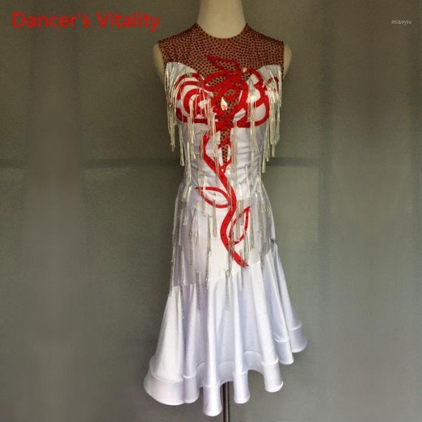 

senior diamond kids latin dance dress 2018 women dancing performance dresses lady girls latin dancing competition clothes1, Black;red