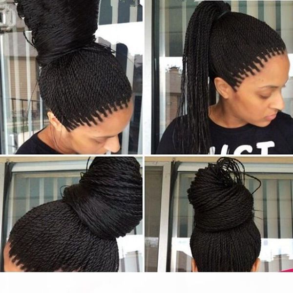 

blonde brown black box braided lace front wigs with baby hair synthetic fiber wigs thick full hand synthetic hair micro havana twist wigs