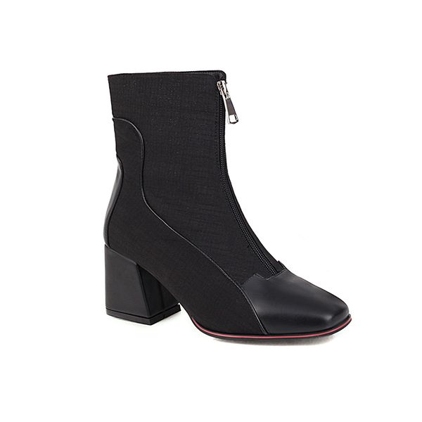 

2021 the new casual wind squared toe ankle fashion color zipper matching grey tall black riding boots women's shoes kslp