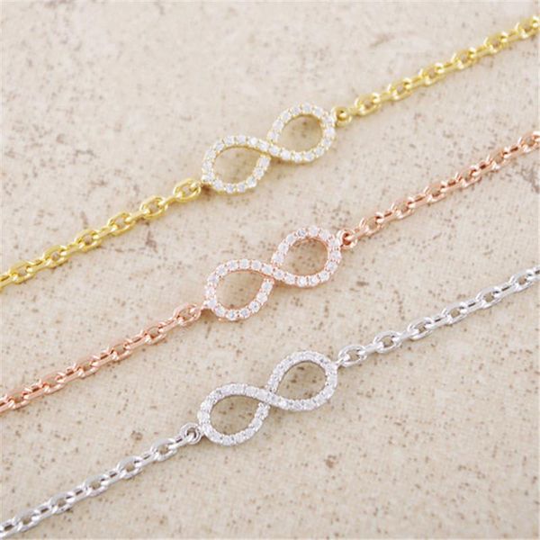 

cz of crystal infinity bracelet charm shining gift jewelry for wome girls, Black