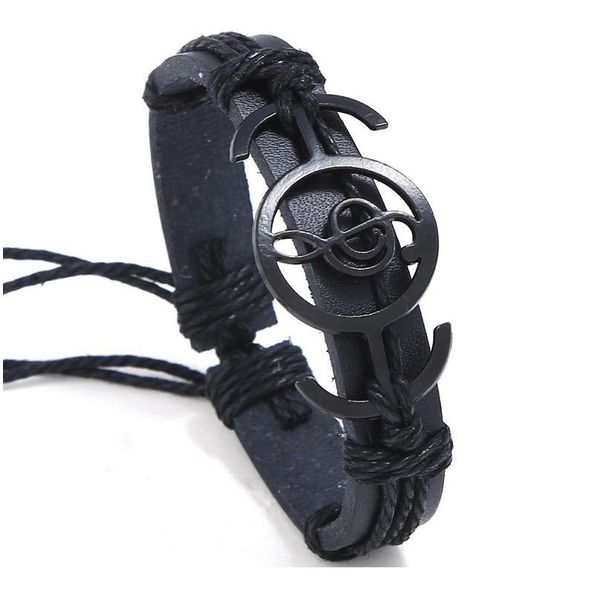 

music peace hamsa hand arrow punk handmade weave men leather bracelets women vintage bangle male homme jewelry acc qylujp, Golden;silver