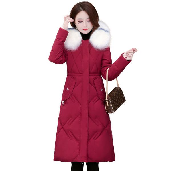 

2021 new winter down cotton women's noble jacket female keep warm coats temperament women parkas overcoat 4xla396 dvg2, Black